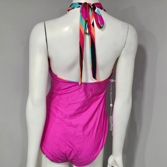 Trina Turk Reversible Plunge Halter One-Piece Swimsuit - Picture 7 of 16